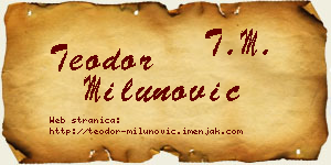 Teodor Milunović vizit kartica